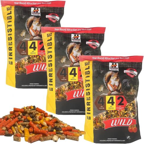 Herron Outdoors 4-4-2 Wildlife Feed- Squirrel Food with Persimmon Flavored Protein Pellets, Corn Balanced Diet Formula Attracts 28 Species Ideal for Bird & Squirrel Feeders- 5lbs in Saudi Arabia