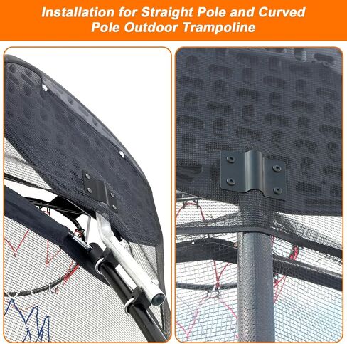 Trampoline Basketball Hoop, Easy to Install Basketball Hoop for Trampoline with Mini Ball and Pump, Basketball Hoop with Protective Net Fit for 25mm Straight Pole and Curved Pole Trampoline in Saudi Arabia