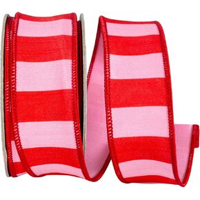 Reliant Ribbon Cabana Striped Dupioni Deluxe Wired Edge, Pink/red, 1-1/2 Inch, 10 Yards in Saudi Arabia