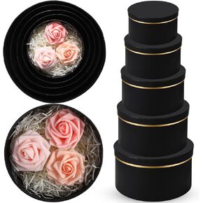 Harloon 5 Pcs Wedding Large Round Gift Boxes with Lids Flower Assorted Size Nesting Gift Boxes Cardboard Floral for Arrangements Birthday Bridesmaid Wedding Party Favor(White) in Kuwait