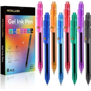 Gel Pens, 8 Pcs 0.5mm Black Ink Fine Point Smooth Writing Pens with 8 Refills, Quick Dry, Retractable Gel Ink Pens, Fun Pens for Teacher, Office, School, Gifts for Women and Men in Saudi Arabia