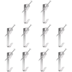 20pcs Picture Hanging Kit, 100Lb Professional Picture Frame Hangers, Metal Picture Hanging Hooks with Nails, on Drywall, Wooden Wall Photo, Mirror, Canvas, Wall Art (Silver) in Kuwait