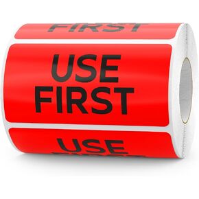 Use First Stickers Food Service Inventory Control FIFO Food Labels 4 x 2 Inch Adhesive Removable Waterproof Freezer Stickers for Restaurant Kitchen Pantry Warehouse Home Rotation 500 Pcs (Red) in Saudi Arabia