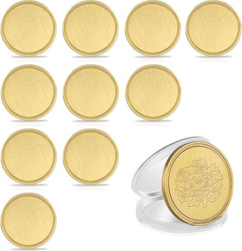 Blank Brass Challenge Coin Laser Engraving Custom Coins Blanks 40 mm with Acrylic Protection Box for DIY Crafts Birthday Travel Commemorative Collection (10pcs Brass) in Kuwait