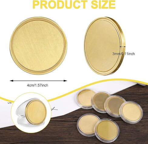 Blank Brass Challenge Coin Laser Engraving Custom Coins Blanks 40 mm with Acrylic Protection Box for DIY Crafts Birthday Travel Commemorative Collection (10pcs Brass) in Kuwait