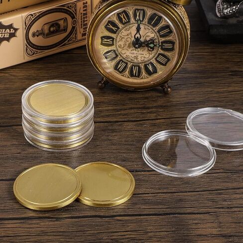 Blank Brass Challenge Coin Laser Engraving Custom Coins Blanks 40 mm with Acrylic Protection Box for DIY Crafts Birthday Travel Commemorative Collection (10pcs Brass) in Kuwait