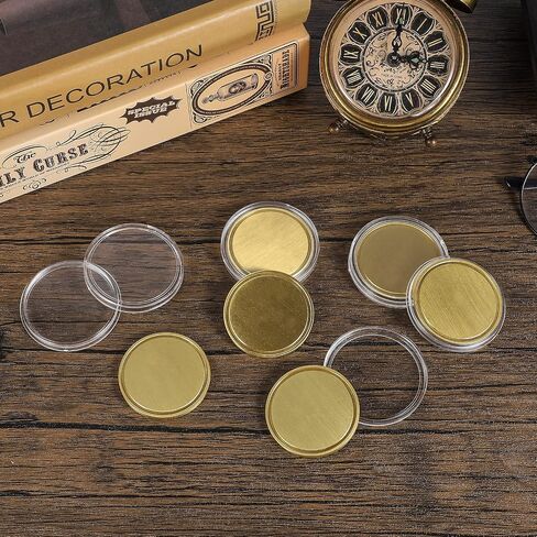 Blank Brass Challenge Coin Laser Engraving Custom Coins Blanks 40 mm with Acrylic Protection Box for DIY Crafts Birthday Travel Commemorative Collection (10pcs Brass) in Kuwait
