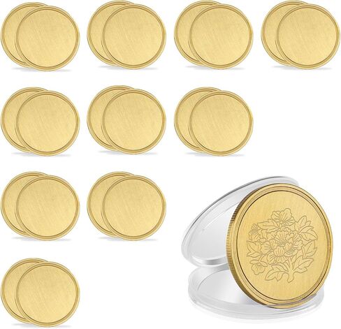 Blank Brass Challenge Coin Laser Engraving Custom Coins Blanks 40 mm with Acrylic Protection Box for DIY Crafts Birthday Travel Commemorative Collection (10pcs Brass) in Kuwait