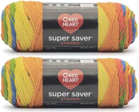 Generic Bulk Buy - Red Heart Super Saver Rainbow Yarn - 2 Pack of 141g/5oz - Acrylic - 4 Medium (Worsted) - 236 Yards - Knitting/Crochet in Saudi Arabia