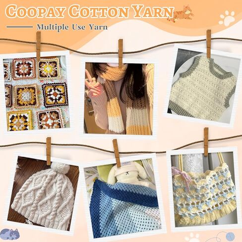 خيوط الكروشيه Coopay للكروشيه ، 3 عبوة من 50 جم/1.76 أوقية - خيوط القطن - 54 ياردة - خيوط الطفل للكروشيه والحياك in Kuwait