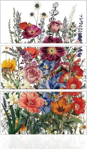 GLOBLELAND 3 Sheets Vintage Garden Flower Transfer Stickers 6x12inch Flowers and Plants Furniture Window Rub on Transfer Stickers for DIY Craft Scrapbooking in Saudi Arabia