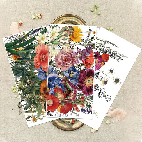 GLOBLELAND 3 Sheets Vintage Garden Flower Transfer Stickers 6x12inch Flowers and Plants Furniture Window Rub on Transfer Stickers for DIY Craft Scrapbooking in Saudi Arabia