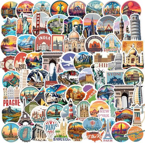200 PCS ملصقات سفر عالمية لحقوق الأمتعة ، ملصق خريطة السفر فينيل للاصطدام لخريطة ماء زجاجة ماء CAR-A03 in Kuwait