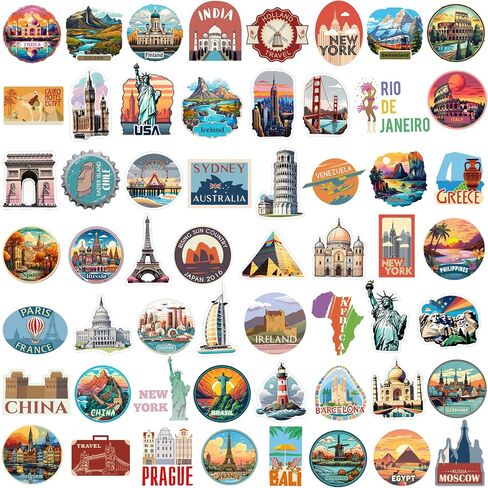 200 PCS ملصقات سفر عالمية لحقوق الأمتعة ، ملصق خريطة السفر فينيل للاصطدام لخريطة ماء زجاجة ماء CAR-A03 in Kuwait