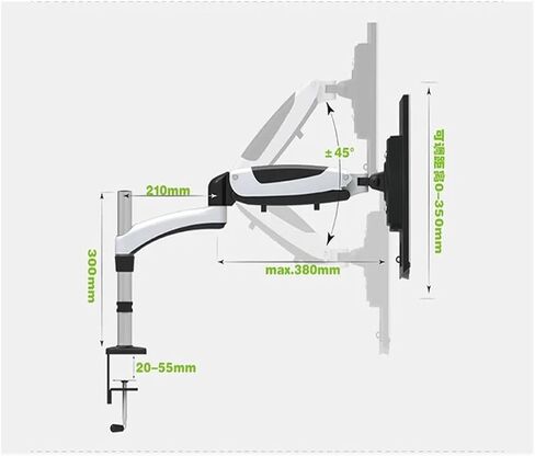 Clamp Dring Desk Clamp 15-27 بوصة LCD LED شاشة حامل الذراع بالكامل Motion Motion Mount Bracket Load 0-8kg 孔距 75/100mm GM112C in Saudi Arabia