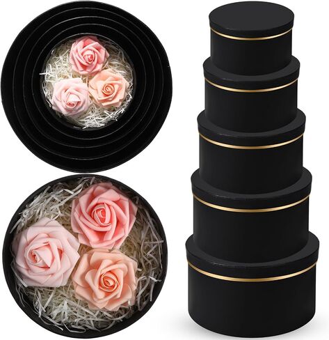 Harloon 5 Pcs Wedding Large Round Gift Boxes with Lids Flower Assorted Size Nesting Gift Boxes Cardboard Floral for Arrangements Birthday Bridesmaid Wedding Party Favor(White) in Saudi Arabia