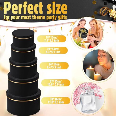 Harloon 5 Pcs Wedding Large Round Gift Boxes with Lids Flower Assorted Size Nesting Gift Boxes Cardboard Floral for Arrangements Birthday Bridesmaid Wedding Party Favor(White) in Saudi Arabia