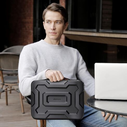 MOSISO Compatible with MacBook Air 13 inch Case 2025-2022 M4 A3240 M3 A3113 M2 A2681, Heavy Duty Hard Case with Kickstand&Keyboard Cover&Screen Film&Type C&Mechanical Geometric EVA Laptop Bag, Black in Saudi Arabia