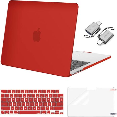 MOSISO Compatible with MacBook Air 13 inch Case 2024 2023 2022 M3 A3113 M2 A2681 Touch ID, Plastic Hard Shell&Keyboard Cover&Screen Film&Type C Adapter&Neoprene Bag with Small Case, Red&Wine Red in Saudi Arabia