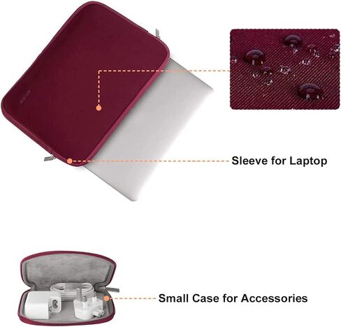MOSISO Compatible with MacBook Air 13 inch Case 2024 2023 2022 M3 A3113 M2 A2681 Touch ID, Plastic Hard Shell&Keyboard Cover&Screen Film&Type C Adapter&Neoprene Bag with Small Case, Red&Wine Red in Saudi Arabia