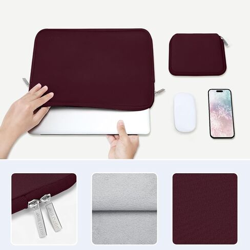 MOSISO Compatible with MacBook Air 13 inch Case 2024 2023 2022 M3 A3113 M2 A2681 Touch ID, Plastic Hard Shell&Keyboard Cover&Screen Film&Type C Adapter&Neoprene Bag with Small Case, Red&Wine Red in Saudi Arabia