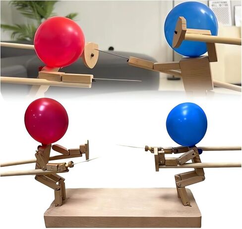 دمى المبارزة الخشبية المصنوعة يدويًا - 2024 لعبة جديدة من لعبة البالون ، لعبة Boom of Balloons ، تضرب لعبة Back A Balloon Man Battle Bots Arena Game Party Party للمجموعات (مع 50 ٪ بالون) in Kuwait