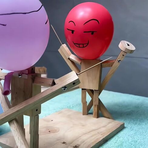 دمى المبارزة الخشبية المصنوعة يدويًا - 2024 لعبة جديدة من لعبة البالون ، لعبة Boom of Balloons ، تضرب لعبة Back A Balloon Man Battle Bots Arena Game Party Party للمجموعات (مع 50 ٪ بالون) in Kuwait