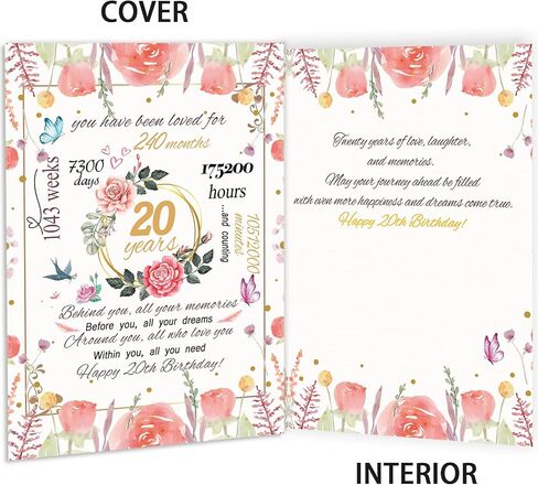 Funny 20th Birthday Card Gift for Girls, Happy 20th Birthday Decorations for Women Her, Best Gifts for 20 Year Old Granddaughter in Kuwait