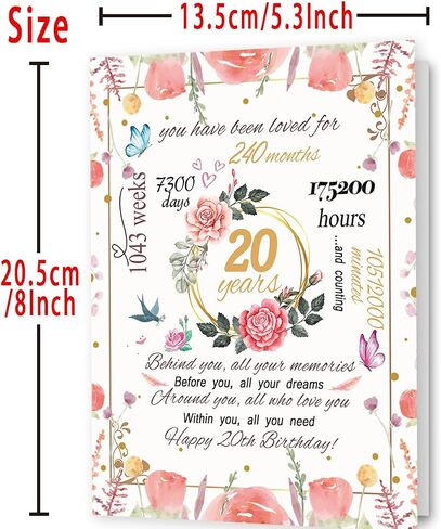 Funny 20th Birthday Card Gift for Girls, Happy 20th Birthday Decorations for Women Her, Best Gifts for 20 Year Old Granddaughter in Kuwait