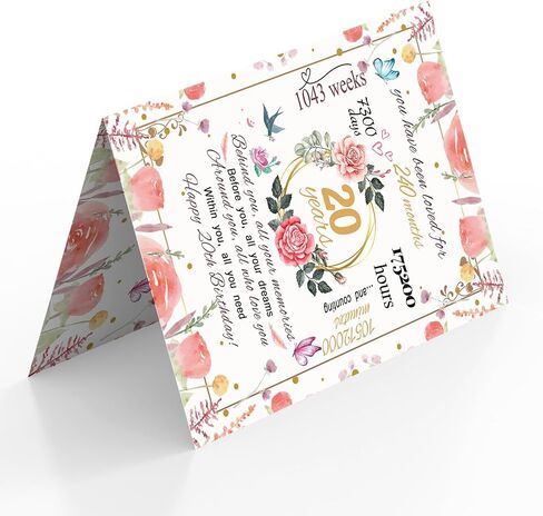 Funny 20th Birthday Card Gift for Girls, Happy 20th Birthday Decorations for Women Her, Best Gifts for 20 Year Old Granddaughter in Kuwait