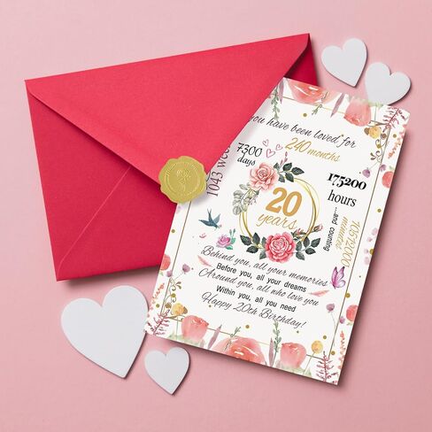 Funny 20th Birthday Card Gift for Girls, Happy 20th Birthday Decorations for Women Her, Best Gifts for 20 Year Old Granddaughter in Kuwait