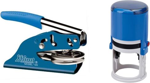 Delaware Notary Seal Embosser Bundle with Round Self Inking Stamp | (Blue, 2-Items) in Saudi Arabia