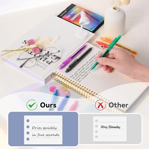 Gel Pens, 8 Pcs 0.5mm Black Ink Fine Point Smooth Writing Pens with 8 Refills, Quick Dry, Retractable Gel Ink Pens, Fun Pens for Teacher, Office, School, Gifts for Women and Men in Saudi Arabia