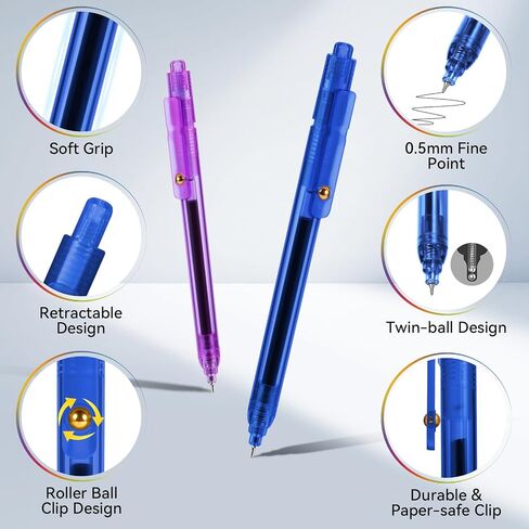 Gel Pens, 8 Pcs 0.5mm Black Ink Fine Point Smooth Writing Pens with 8 Refills, Quick Dry, Retractable Gel Ink Pens, Fun Pens for Teacher, Office, School, Gifts for Women and Men in Saudi Arabia