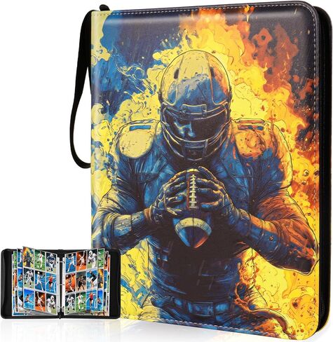 Football Card Binder 9 Pocket, Holds 900 Cards with 50 Removable Double-Sided Sleeves, Portable Card Collection Trading Card Album for TCG, MTG, Sports Cards in Saudi Arabia