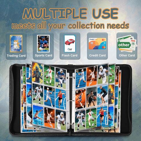 Football Card Binder 9 Pocket, Holds 900 Cards with 50 Removable Double-Sided Sleeves, Portable Card Collection Trading Card Album for TCG, MTG, Sports Cards in Saudi Arabia