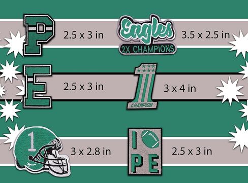 Rugby American Football Champions Embroidered Iron-On Patch Set of 6 Patches for Jackets, Hats, Backpacks, Apparel & Shirts in Saudi Arabia
