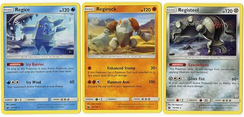 مجموعة Pokemon Legendary - Regice Regirock Registeel - Sealestial Storm Rare Card Lot - 3 قطع مجموعة in Saudi Arabia