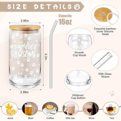 24 Pcs Veterinary Technician Week Gift 16 oz Glass Cup Tote Bag Paw Badge Reel Thank You Gift for Vet Tech Nurse Assistant (Neutral Colors) in Saudi Arabia