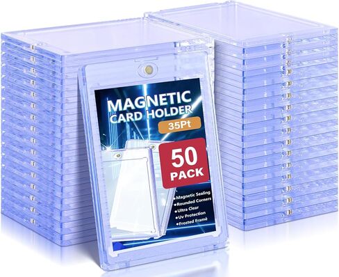50ct Magnetic Card Holders for Trading Cards, 35pt Acrylic Card Protectors Baseball Card Display Case Fit for Sports Cards, MTG Cards,Standard Cards in Kuwait