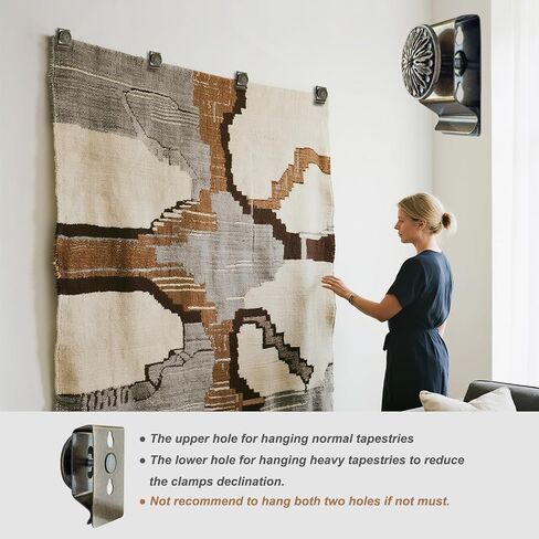 Tapestry Wall Hanging Clamps 4PCS 1.6x2.5" Quilt Hangers Metal Wall Clips for Blanket Rug and Carpet Display (SILVER) in Saudi Arabia