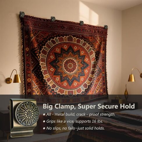 Tapestry Wall Hanging Clamps 4PCS 1.6x2.5" Quilt Hangers Metal Wall Clips for Blanket Rug and Carpet Display (SILVER) in Saudi Arabia