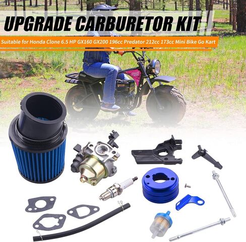 MRELC High Performance Upgraded Carburetor Air Filter adapter Intake Spark Plug Kit fit for Predator 212cc 6.5 Hp Honda Gx160 Gx200 196cc Coleman CT200U Trail CT100U Mini Bike Go Kart Racing (Red) in Kuwait