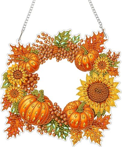 Yunzlly DIY Hanging Diamond Art Pendant, Special Crystal Diamonds Painting Ornament Kit for Adults, Acrylic Diamond Gem Painting Board(Halloween Wreath) in Kuwait
