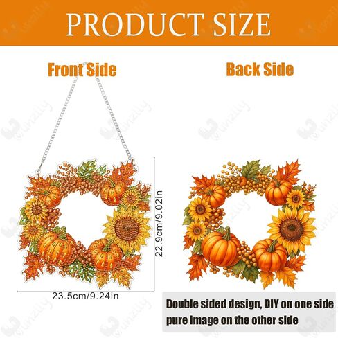 Yunzlly DIY Hanging Diamond Art Pendant, Special Crystal Diamonds Painting Ornament Kit for Adults, Acrylic Diamond Gem Painting Board(Halloween Wreath) in Kuwait