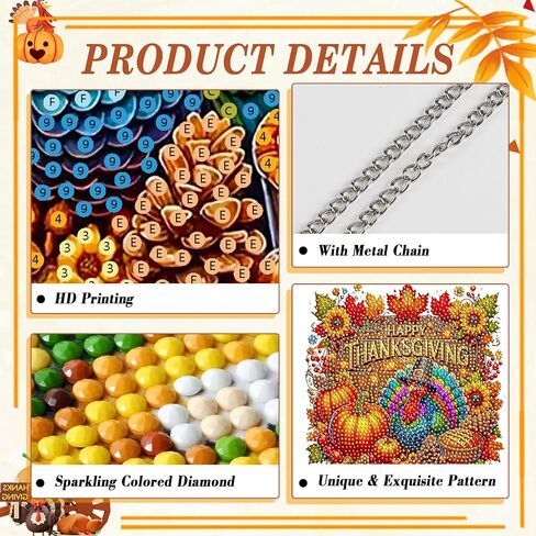 emieaufg diamond Art Att Kit للبالغين ، يوم عيد الشكر تركيا معلقة زخرفة ، 5D على شكل حجر الراين والأكريليك المزدوج ، معلقات Art Diamond DIY لنظام التشغيل Windows Home Garden in Kuwait