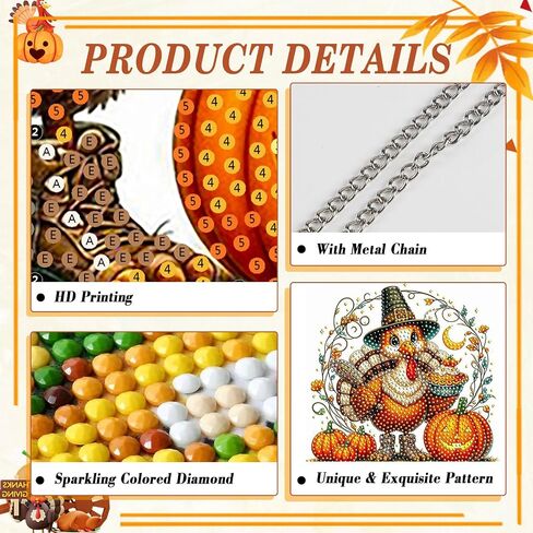 emieaufg diamond Art Att Kit للبالغين ، يوم عيد الشكر تركيا معلقة زخرفة ، 5D على شكل حجر الراين والأكريليك المزدوج ، معلقات Art Diamond DIY لنظام التشغيل Windows Home Garden in Kuwait