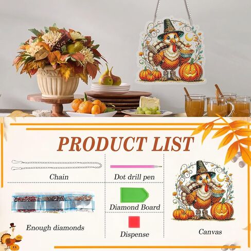 emieaufg diamond Art Att Kit للبالغين ، يوم عيد الشكر تركيا معلقة زخرفة ، 5D على شكل حجر الراين والأكريليك المزدوج ، معلقات Art Diamond DIY لنظام التشغيل Windows Home Garden in Kuwait