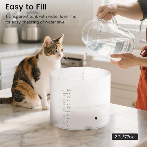 نافورة ماء Cat Cordless ، بطارية 4000 مللي أمبير في الساعة يتم تشغيلها ، 2.2 لتر/77 أوقية ، نوافير قطة للشرب ، نوافير المياه اللاسلكية للقطط الداخلية ، نافورة مياه للحيوانات الأليفة مع مستشعر ، ترشيح متعدد in Kuwait