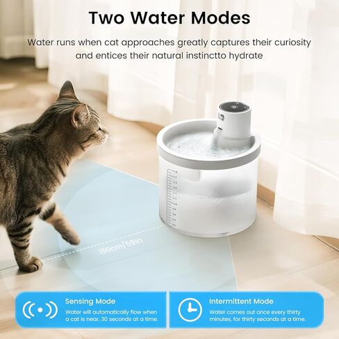 نافورة ماء Cat Cordless ، بطارية 4000 مللي أمبير في الساعة يتم تشغيلها ، 2.2 لتر/77 أوقية ، نوافير قطة للشرب ، نوافير المياه اللاسلكية للقطط الداخلية ، نافورة مياه للحيوانات الأليفة مع مستشعر ، ترشيح متعدد in Kuwait